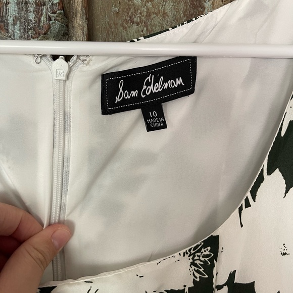 Sam Edelman Puffle Sleeve Midi Column Dress In Green/White - Picture 4 of 7